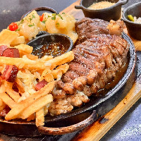 Picanha 800gr com Arroz Branco e Fritas Artesanais