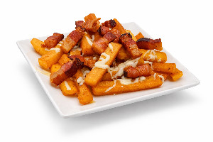 Palito de angu com queijo e bacon