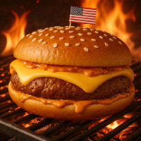 Hamburguer Parrilla - Cheese BACON Burguer ANGUS com queijo CHEDDAR (180g) e molho americano.