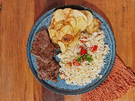 ENTRADA+ALCATRA COM ARROZ DE PALMITO+CAFÉ OU CHÁ INCLUSO