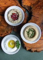Trio pastas (homus, babaganuh, coalhada)