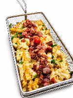 Fritas Com queijo e bacon