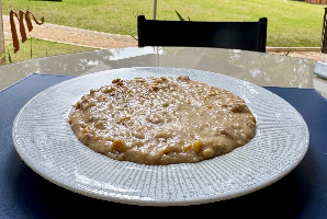Risoto de milho e bacon
