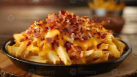 Fritas Com queijo e bacon