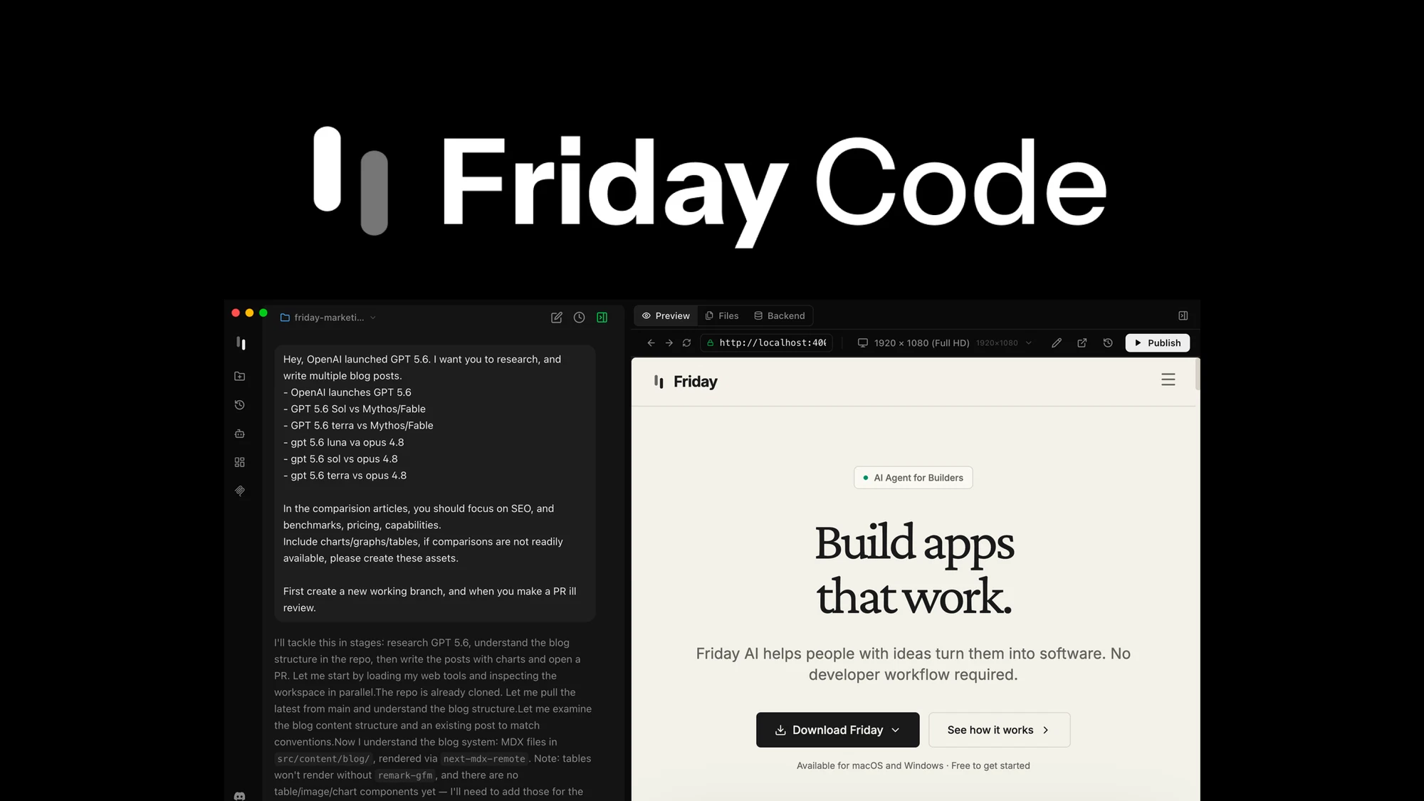 AI ile Full-Stack Uygulama Geliştirme: Friday Code Hızın!