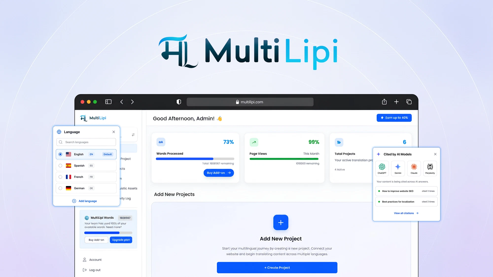 Web Siteni Küreselleştir: MultiLipi ile 120+ Dil!