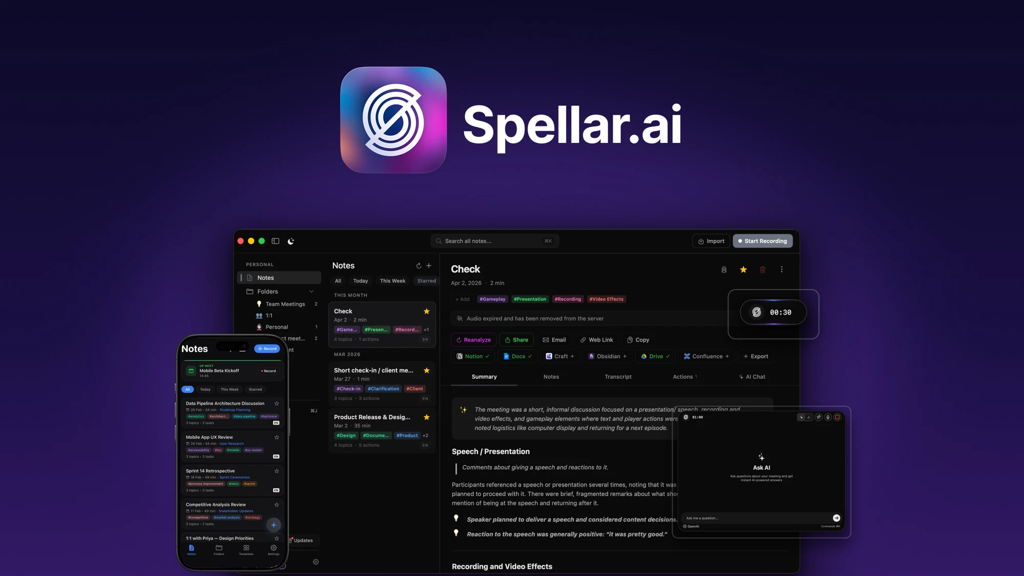 Spellar AI: Toplantılarınızı Otomatik Özetleyin, Zamandan Kazanın