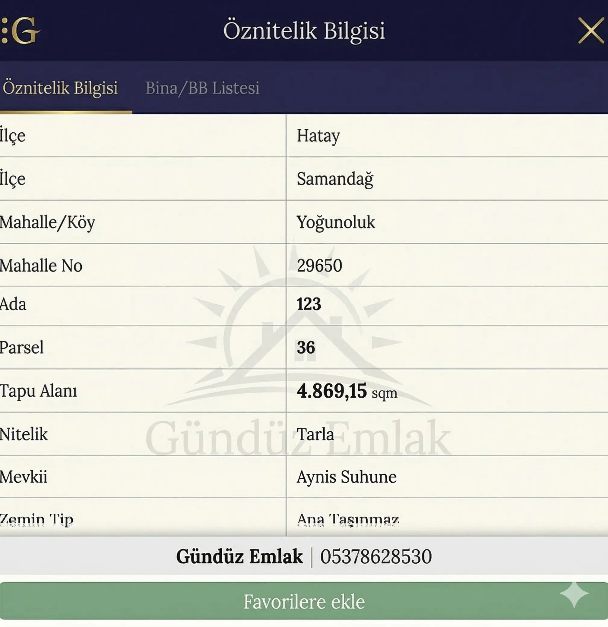 Hatay Samandağ Yoğunoluk'ta 4.869 m² Satılık Tarla | Gündüz Emlak