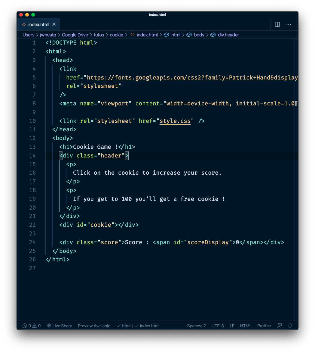 Du code HTML dans un IDE