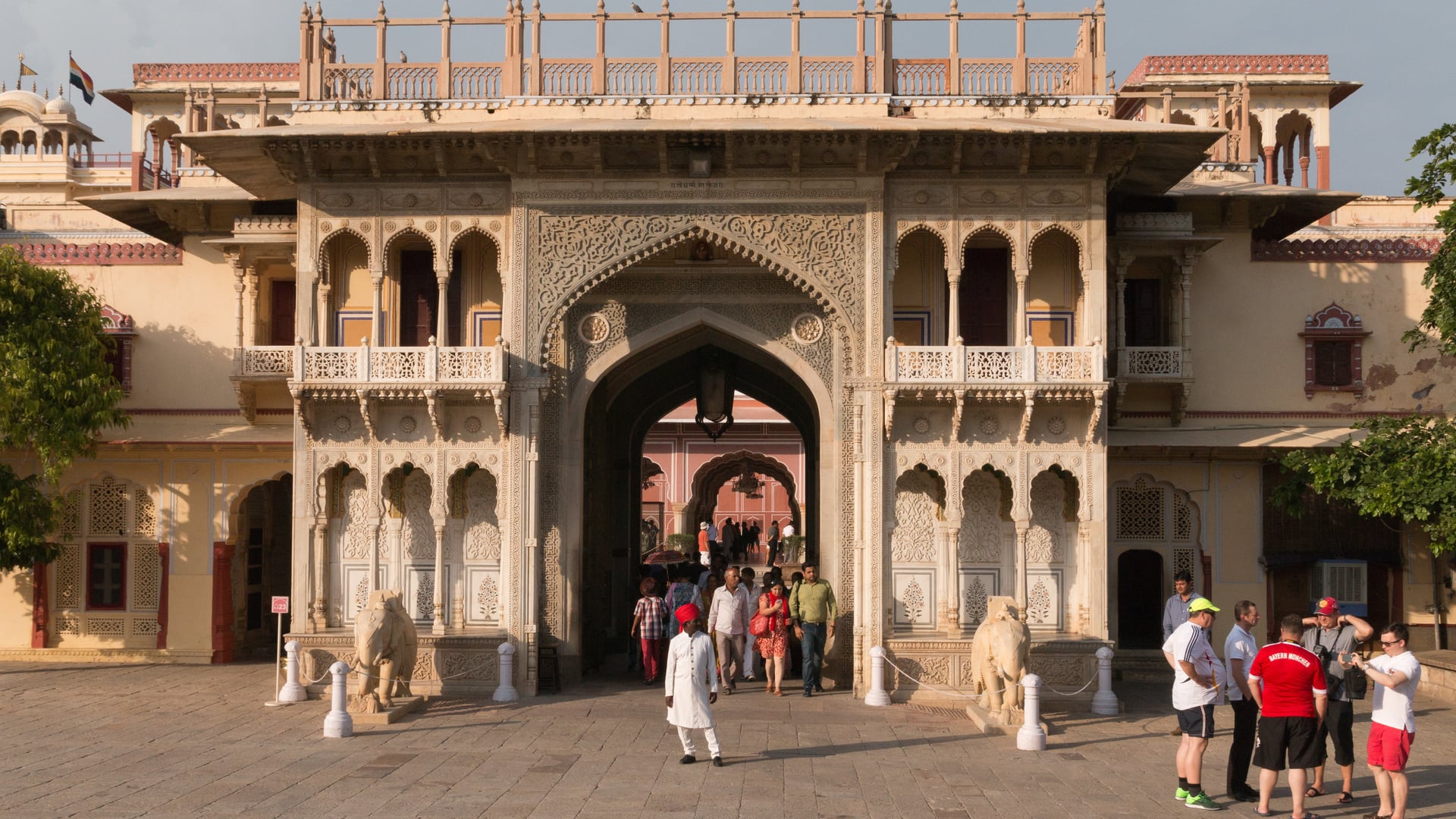 Jaipur City Palace Mubarak Mahal carved stone arches celebrating authentic heritage identity