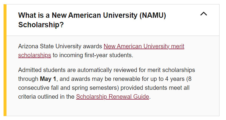 Will I be considered for new american university scholarship (namu)?