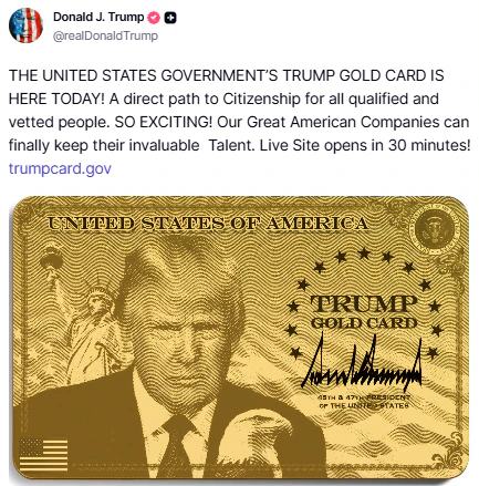 Trump Unveils $1 Million ‘Gold Card’ Fast-Track Visa for Indian Students