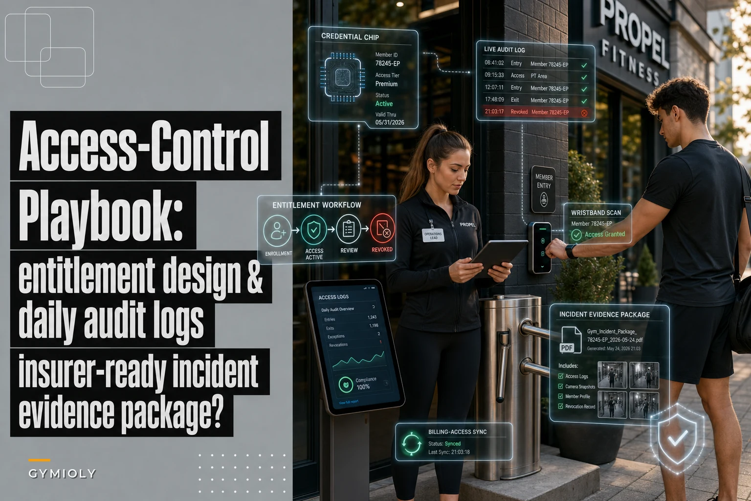 Access-control playbook for gyms: entitlement design, daily audit logs and an insurer-ready incident evidence package