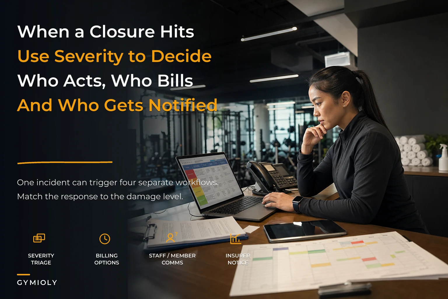 Gym business-resilience playbook: triage matrix, closure billing rules and insurer notification templates