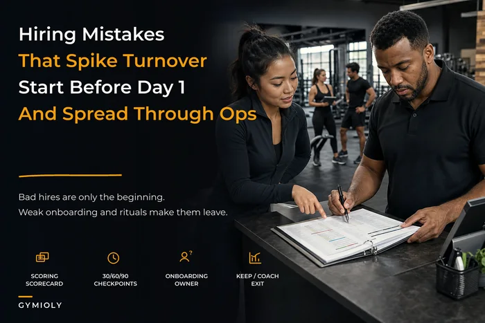 People-ops mistakes that spike turnover: hiring scorecards, 30/60/90 onboarding and performance rituals for gyms