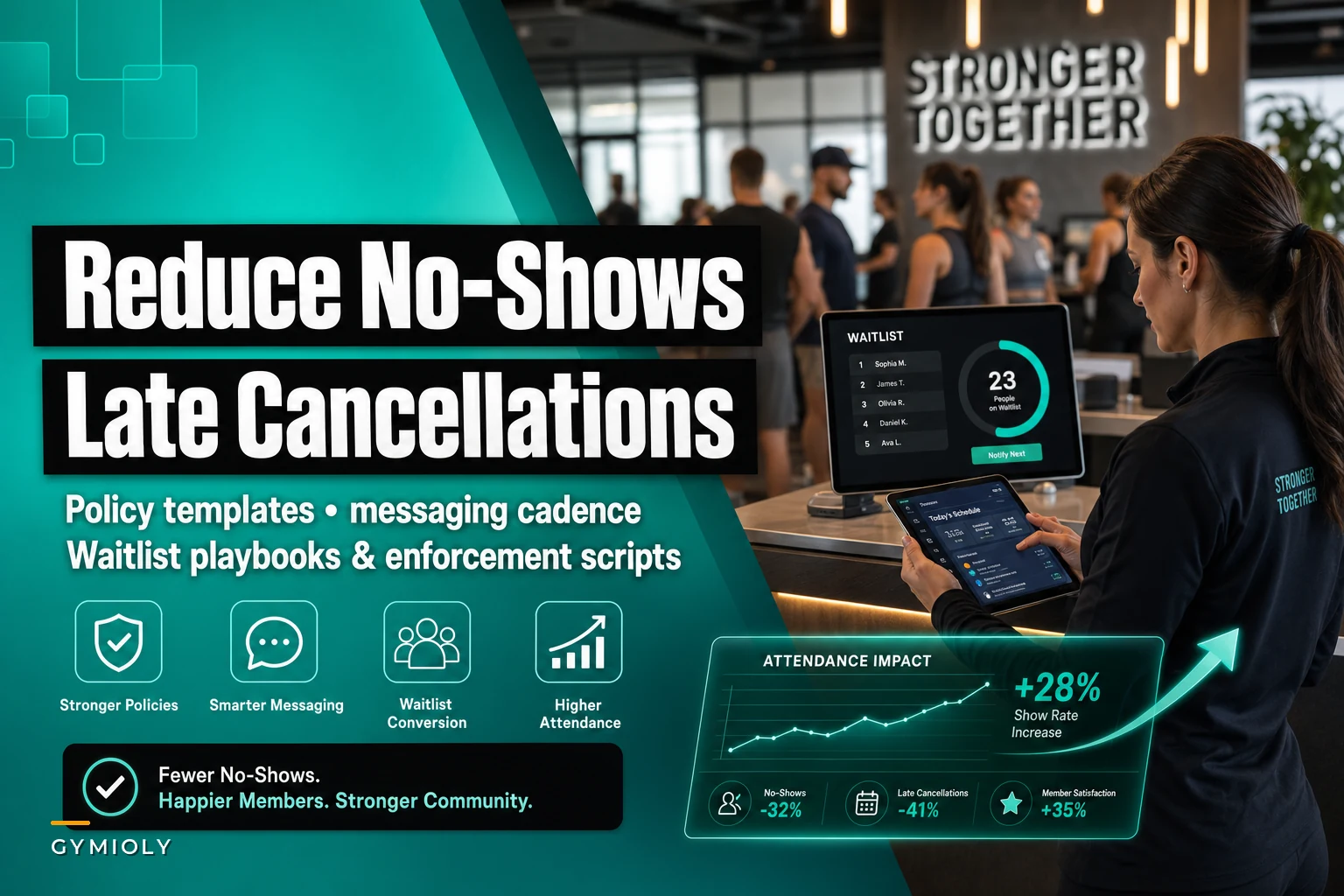 Reduce class no-shows and late cancellations: policy wording, messaging cadence, and waitlist playbooks that work