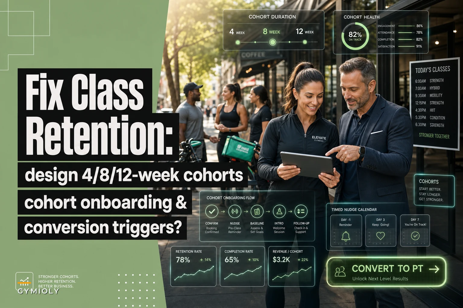 Why your classes don't keep members: design 4/8/12‑week series, cohort onboarding and conversion triggers