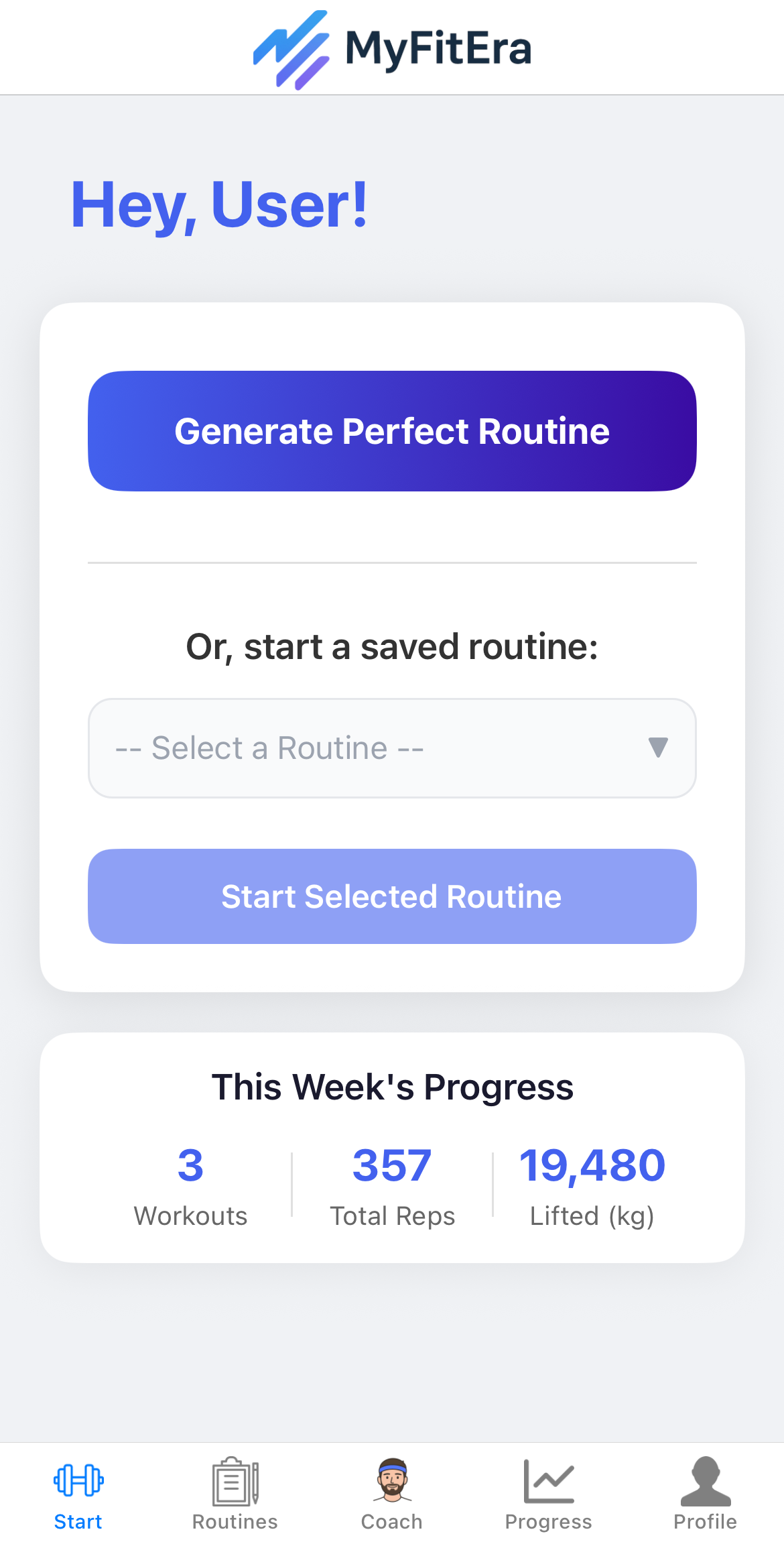 MyFitEra App Interface