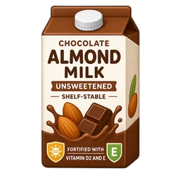 Chocolate Almond Milk, Unsweetened, Shelf-Stable, Fortified with Vitamin D2 and E