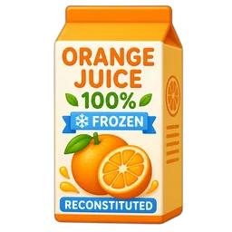 Orange Juice, 100%, Frozen, Reconstituted