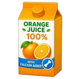 Orange Juice, 100%, With Calcium Added, Bottled or in a Carton