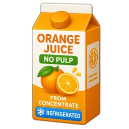 Orange Juice, No Pulp, From Concentrate, Refrigerated