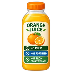 Orange Juice, No Pulp, Not Fortified, Not From Concentrate
