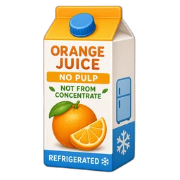 Orange Juice, No Pulp, Not From Concentrate, Refrigerated