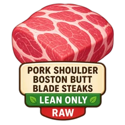 Pork Shoulder, Boston Butt, Blade Steaks, Lean Only, Raw