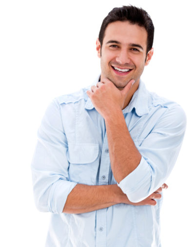 man smiling showing results of teeth whitening procedure