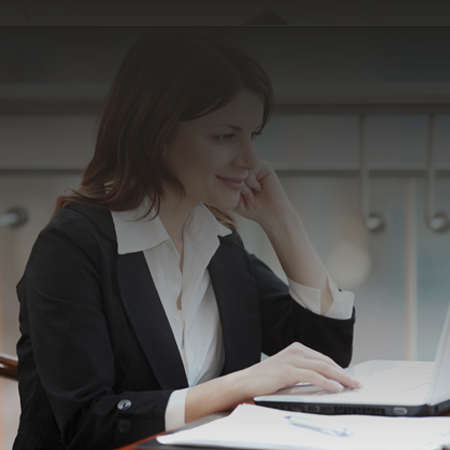 Woman looking at a laptop screen