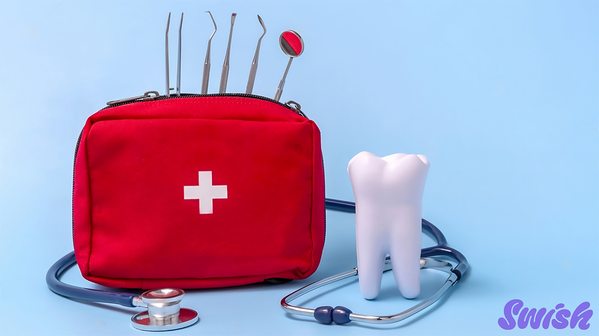 A bag of dental tools.