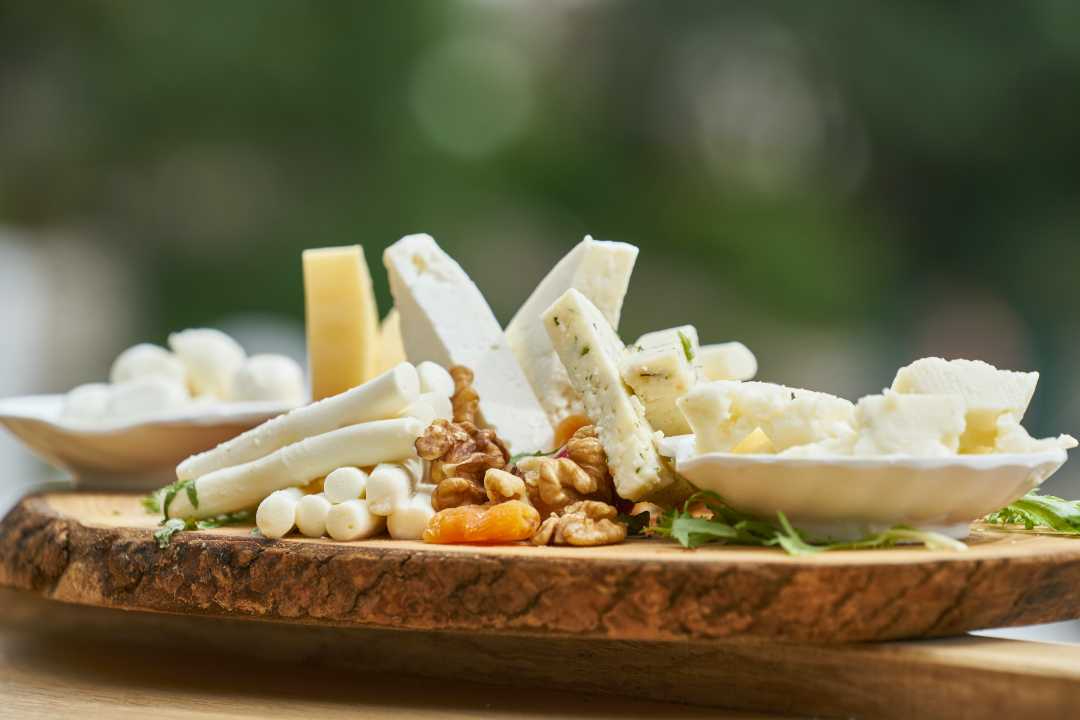 plate of various cheeses