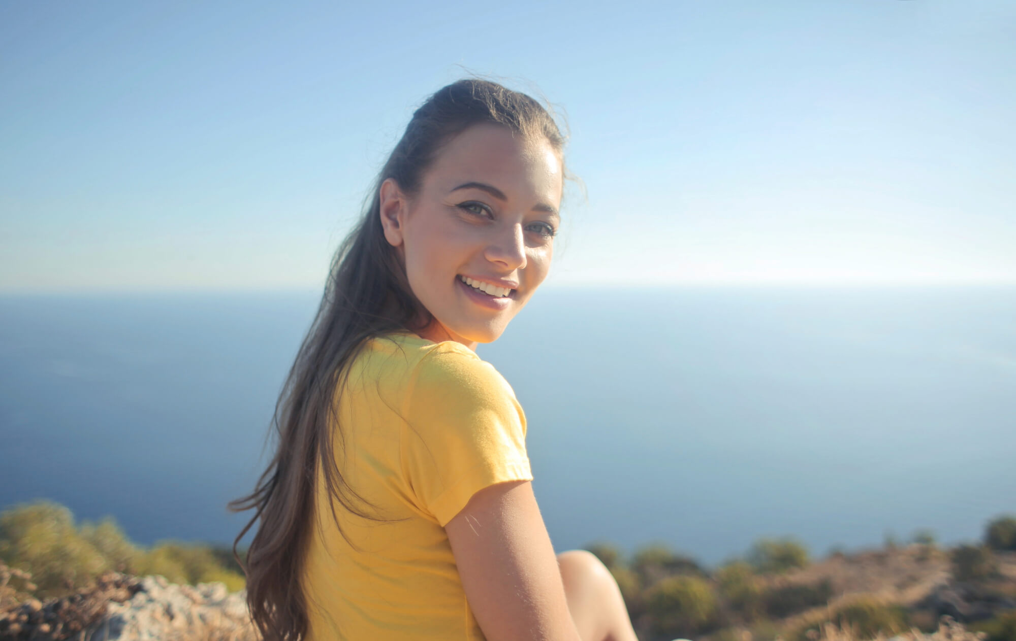 a woman smiling