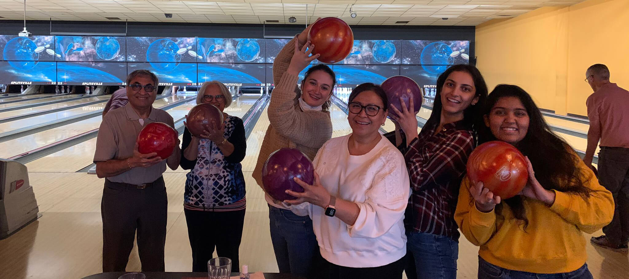 The Garach team at the bowling alley.