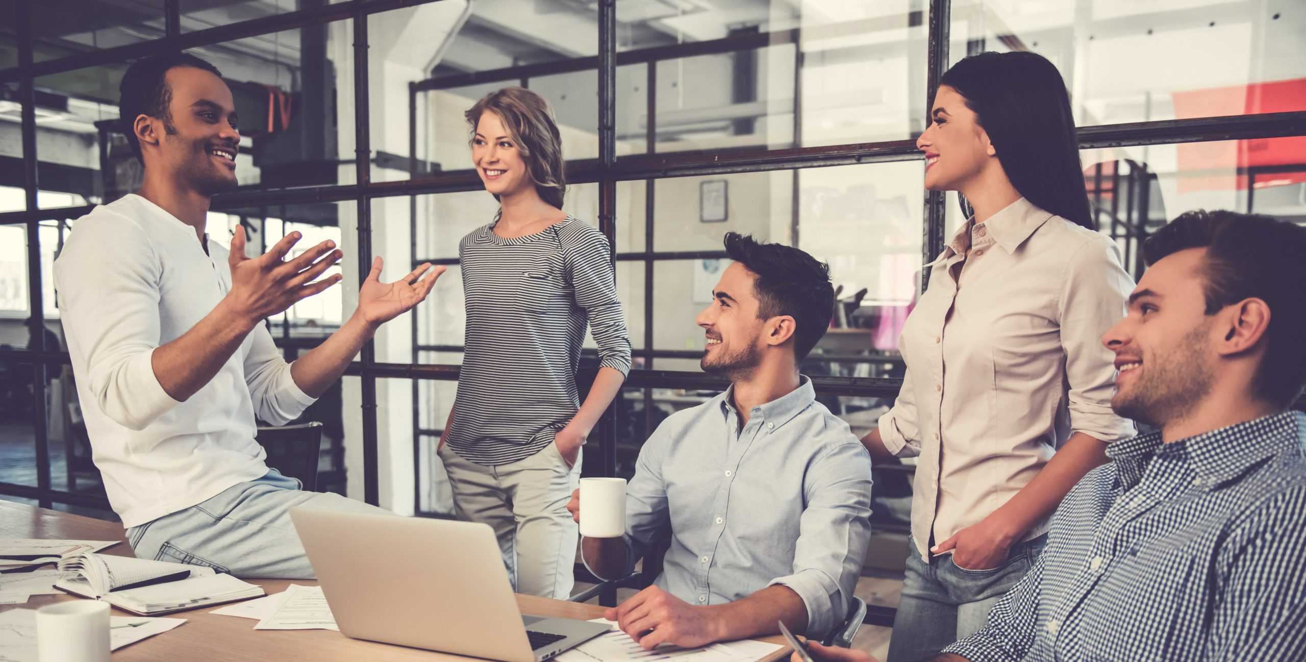 Engaged staff at an office meeting.