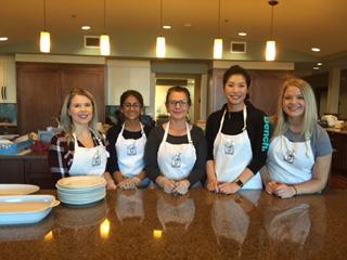 staff attending a baking class