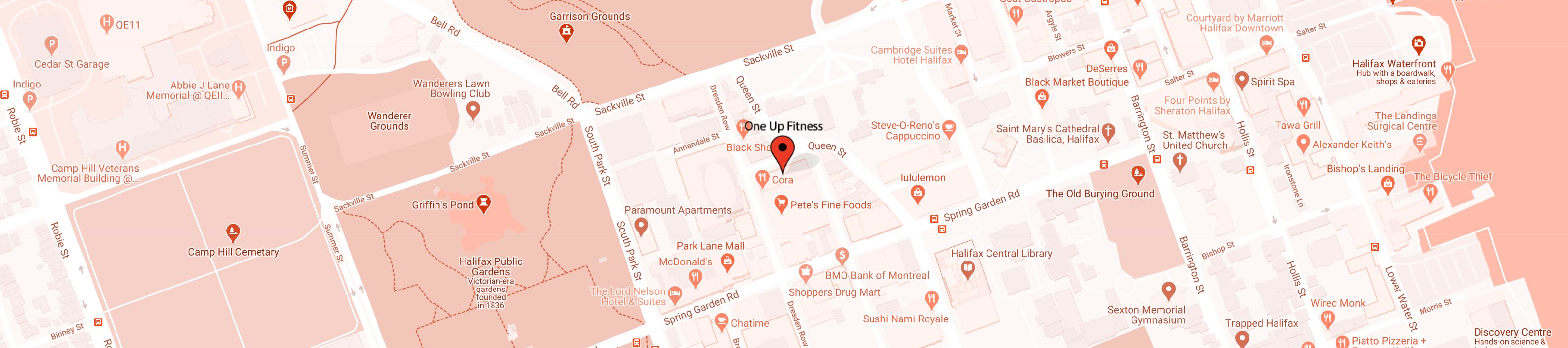 One Up Fitness Bedford shown on a map