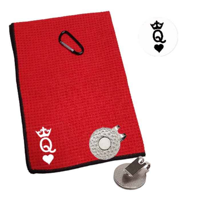 Golf Towel Red 16x16in Queen (Ball Marker & Magnetic Clip av