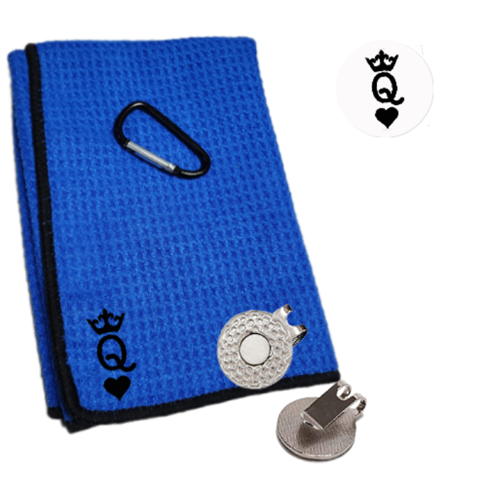 Golf Towel Blue 16x16in Queen (Ball Marker & Magnetic Clip a