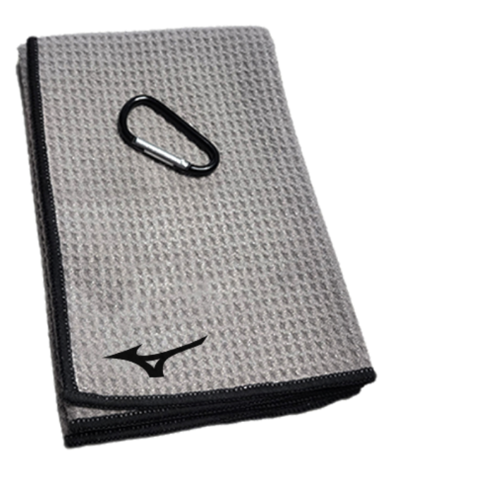 Golf Towel Gray 16x16in Mizuno Logo (Ball Marker & Magnetic Clip available)