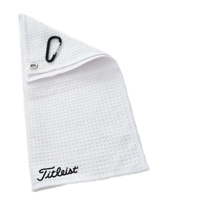Golf Towel White 16x16in Titleist Logo (Ball Marker & Magnetic Clip available)
