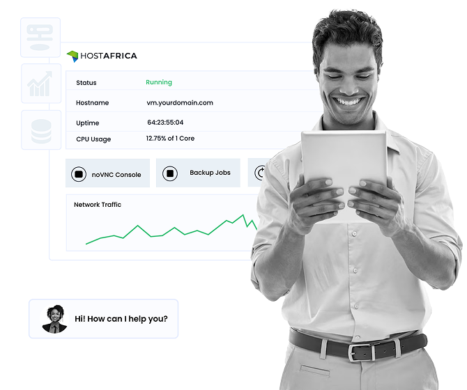 Data center with rows of servers
