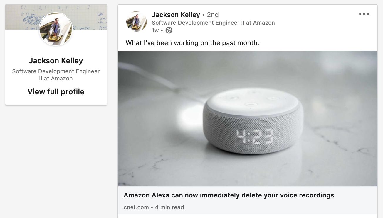 featured image - Amazon Engineer Jackson Kelley is Working on Data Privacy in Alexa