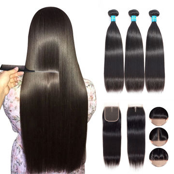 Jet Black #1 Virgin Hair Bundles with Wavy Texture