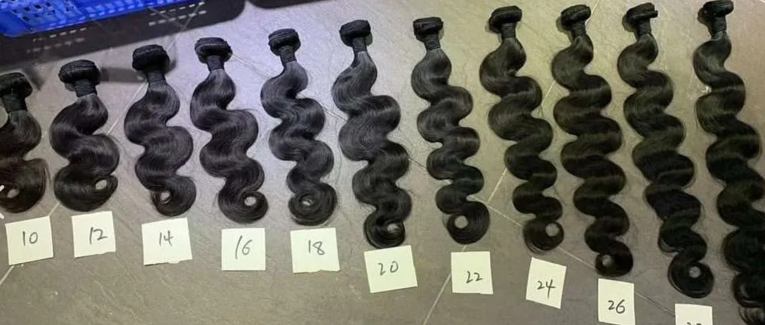 Bundles of Jet Black #1 Wavy Virgin Hair Extensions in varying lengths (10-28 inches)