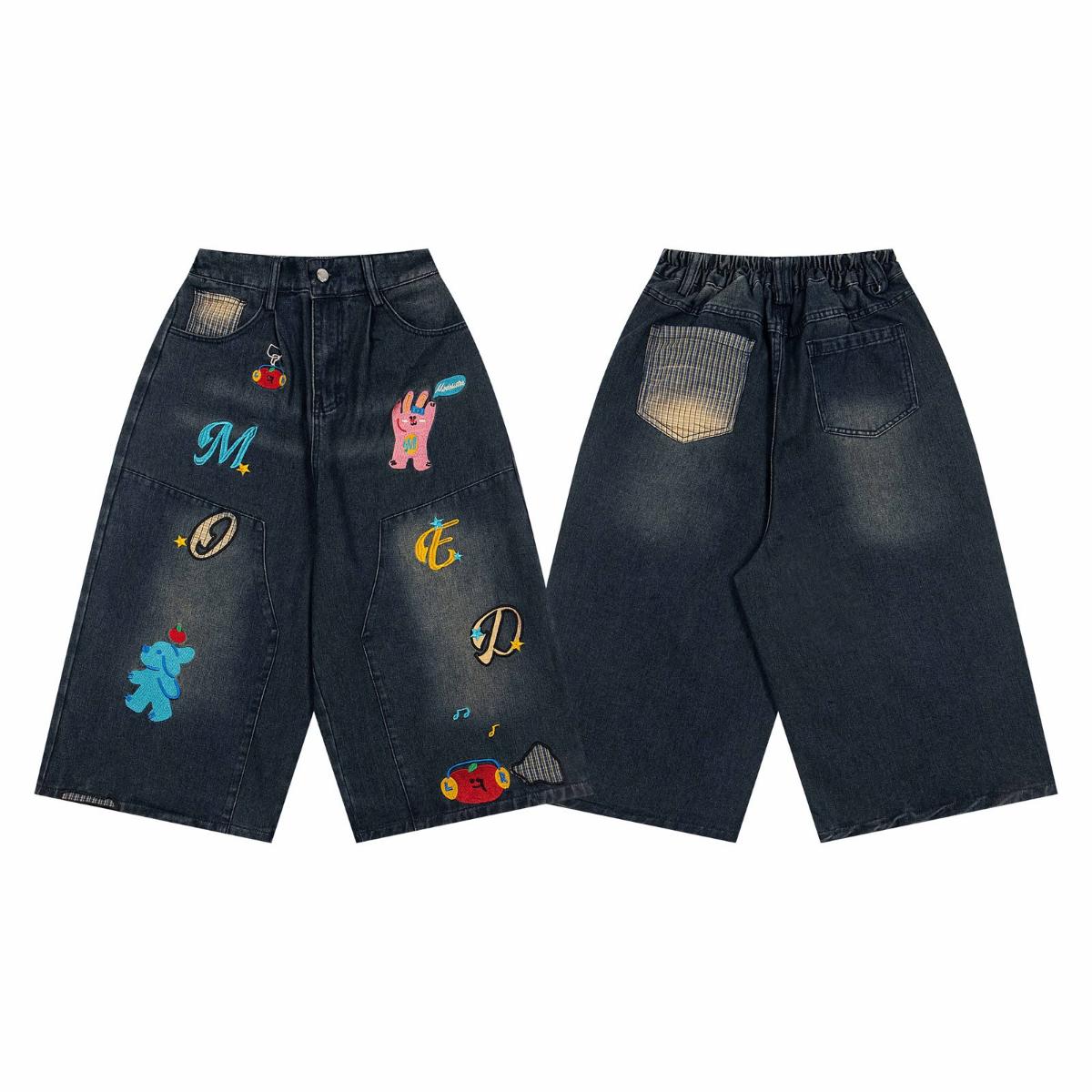 Dark denim patch shorts — photo 3