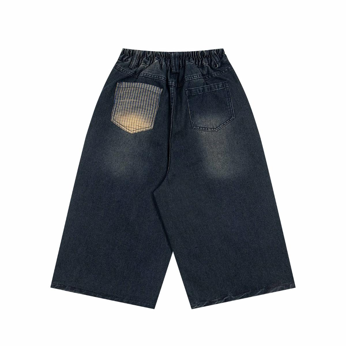 Dark denim patch shorts — photo 4