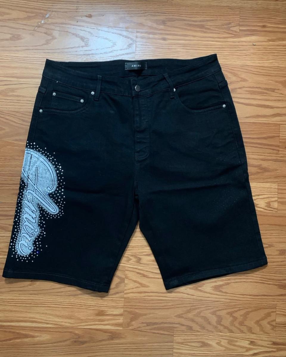 Black embellished denim shorts — photo 2