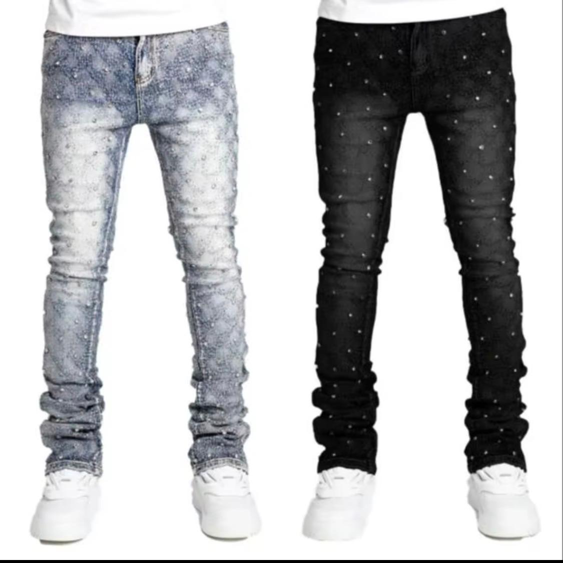 Acid-wash stacked jeans — photo 5
